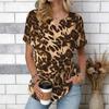 Women Print Short Sleeve V Neck Split Front Blouse