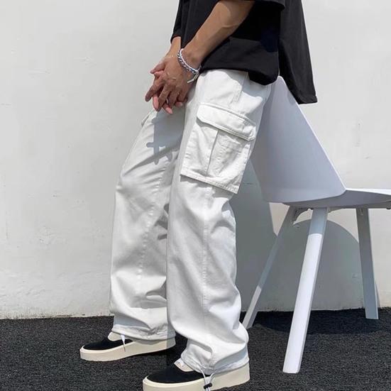 Pantaloni casual da uomo senza scolorimento da indossare ogni giorno Pantaloni casual da lavoro con gamba dritta multitasche anti-pilling Vita quotidiana