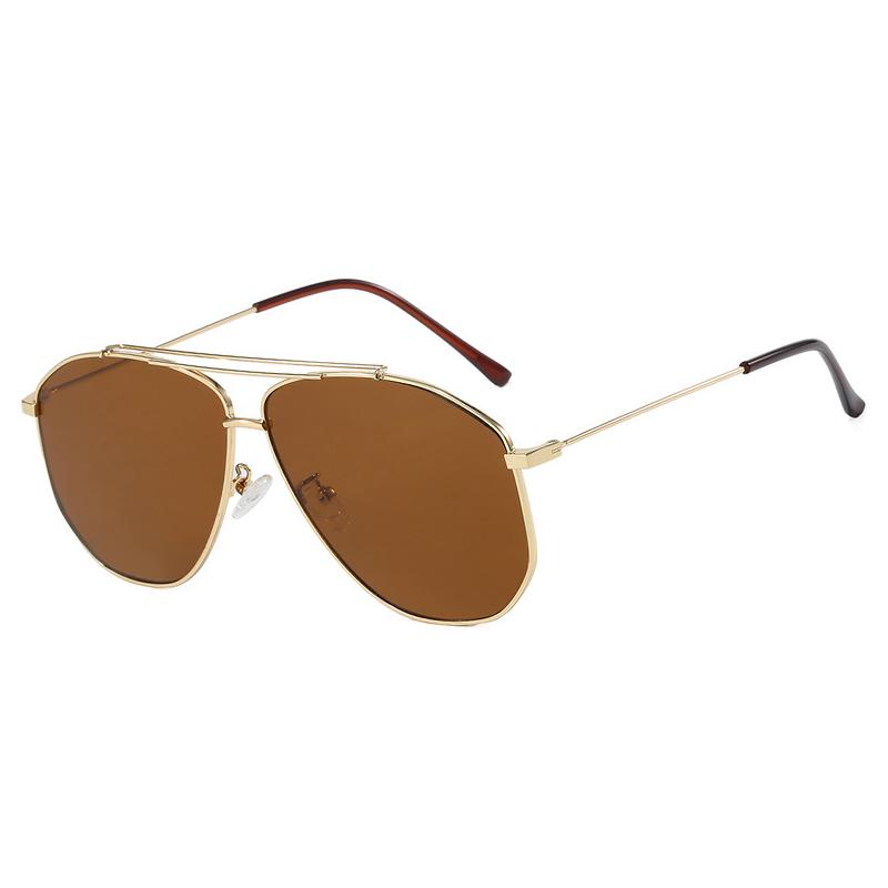 SOEI Ins Popular Fashion Oversized Metal Double Bridges Pilot Sunglasses Women Shades UV400 As the picture