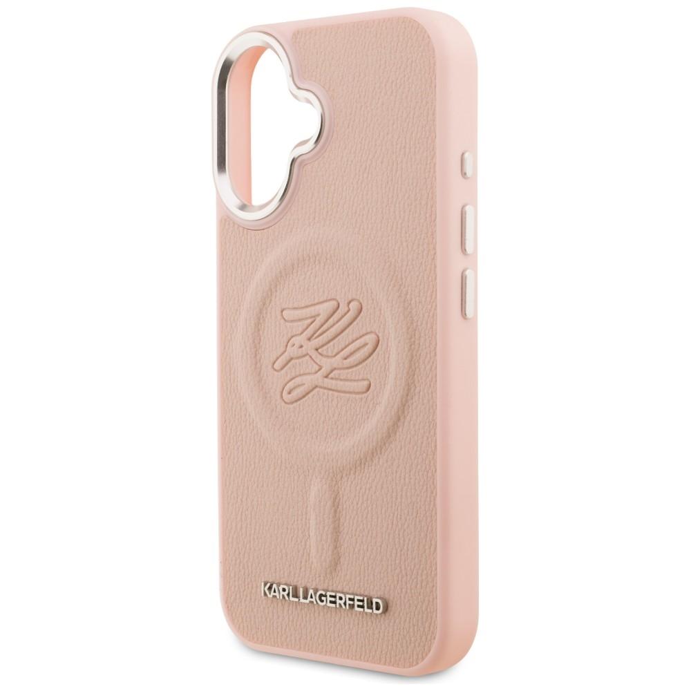 Karl Lagerfeld Initial & Metal Logo MagSafe Case for iPhone 16 Pink