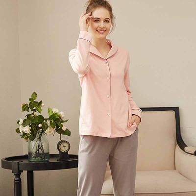 Reine Baumwolle Pyjama für Damen Atmungsaktiv Weich Nachtwäsche Langarm Strickjacke Hose Hausanzug Set Herbst Damen Nachtwäsche