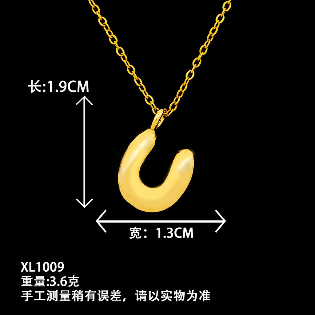 European and American popular glossy English letter necklace autumn and winter niche versatile high-end sense does not fade titanium steel necklace