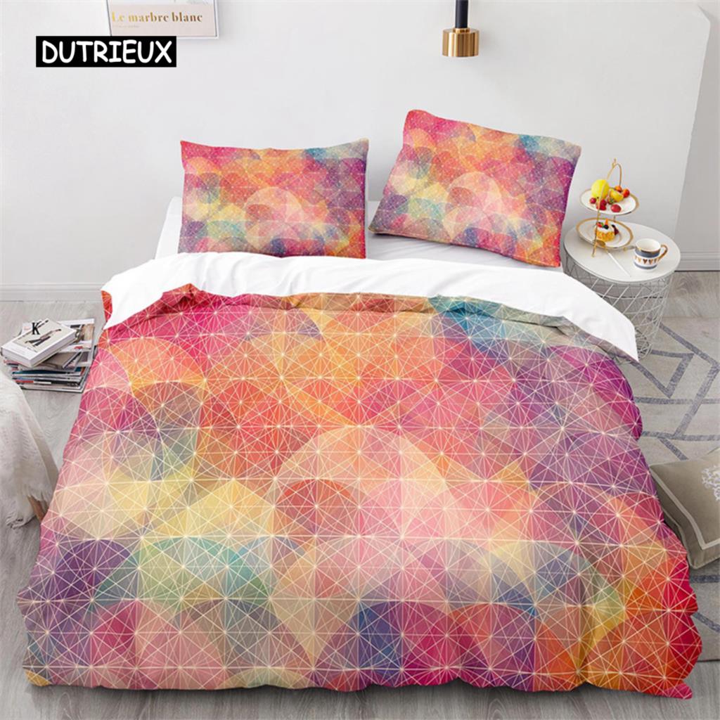Colorful Geometric Duvet Cover Set Psychedelic Swirl Bedding Set King Queen For Kids Adults Room Microfiber Abstract Quilt Cover