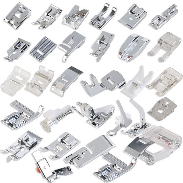 Calcador de máquina de costura, 32 peças, conjunto de pés domésticos, trava infantil, nova casa, janome