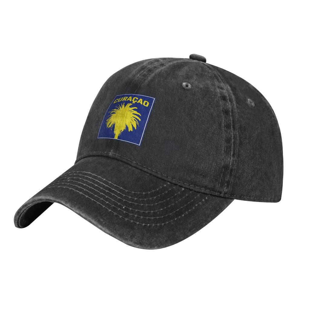 Curacao  Football Cup Map Baseball Caps Vintage Distressed Washed  Sun Cap Unisex Outdoor Workouts Adjustable Hats Cap