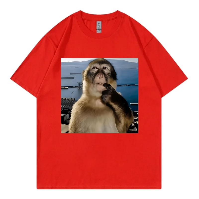 Monkey Thinking Funny Meme T Shirt Unisex Unisex Clothing Casual 100Cotton Summer TShirt High Quality Fashion Oversized TShirts
