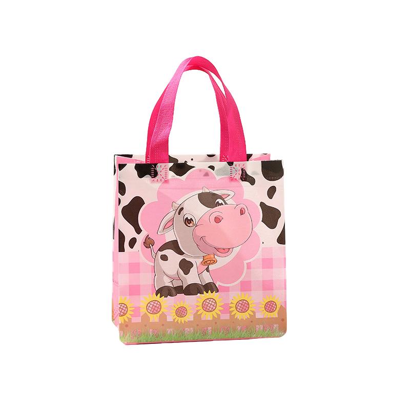 

12Pcs Cartoon Farm Animal Theme Non-woven Gift Packing Bags Cow School Storage Bag for Kids Birthday Baby Shower Party Decor 23x22x11cm