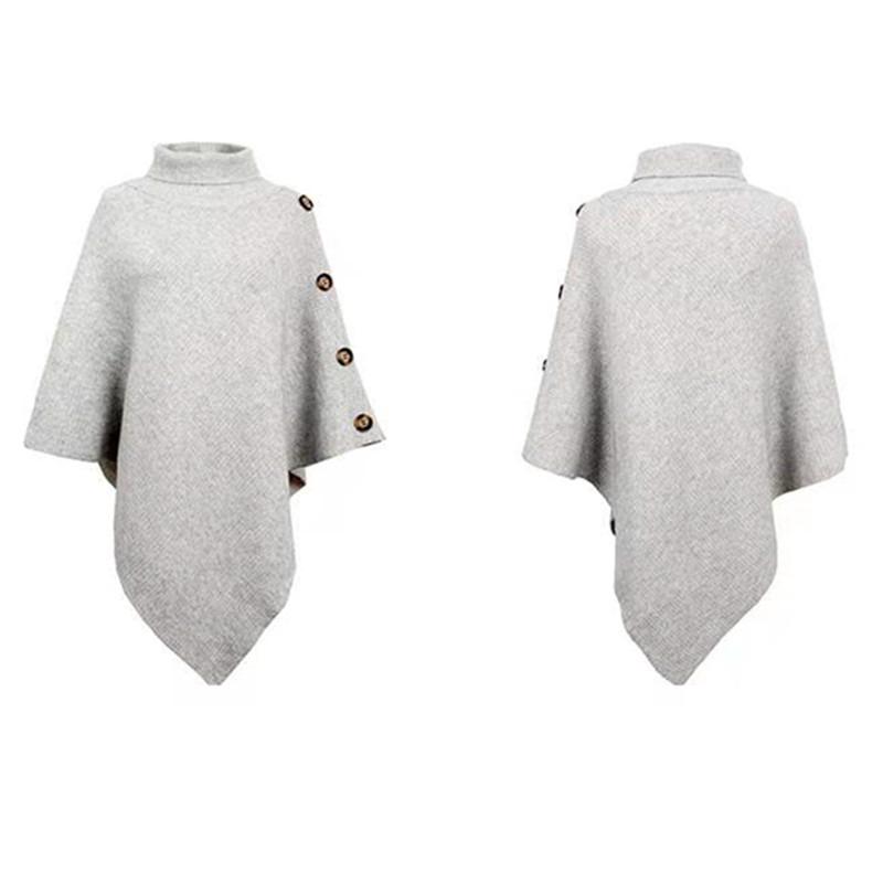 Autumn Winter Fashion Turtleneck Irregular Women Pullover Sweater Loose Shawl Cape Solid Color Knitted Cover Up Long Tops Office Casual Clothing