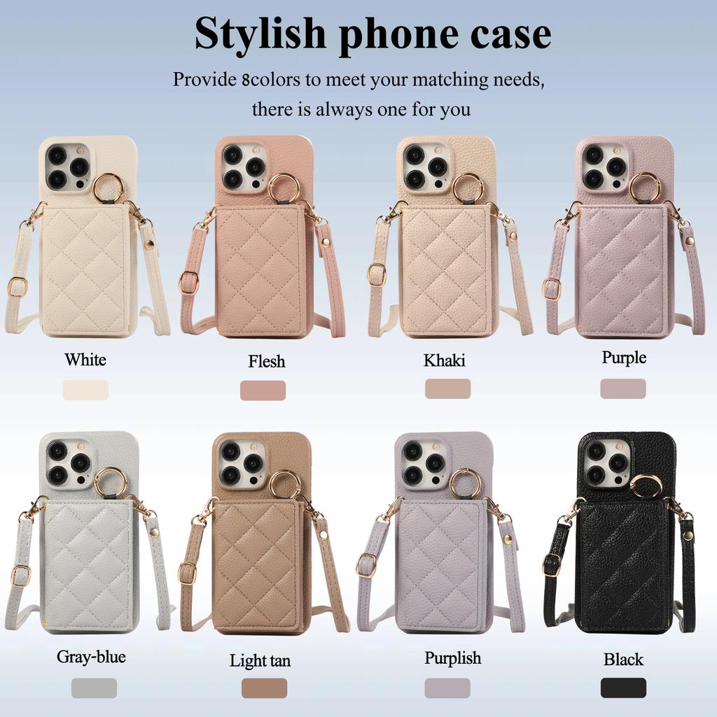 Crossbody Triple Fold Cards Solt Ring Holder Wallet Leather Case For iPhone 16 Pro Max 15 Plus 14 13 12 11 7 8 SE 2022 Bag Cover