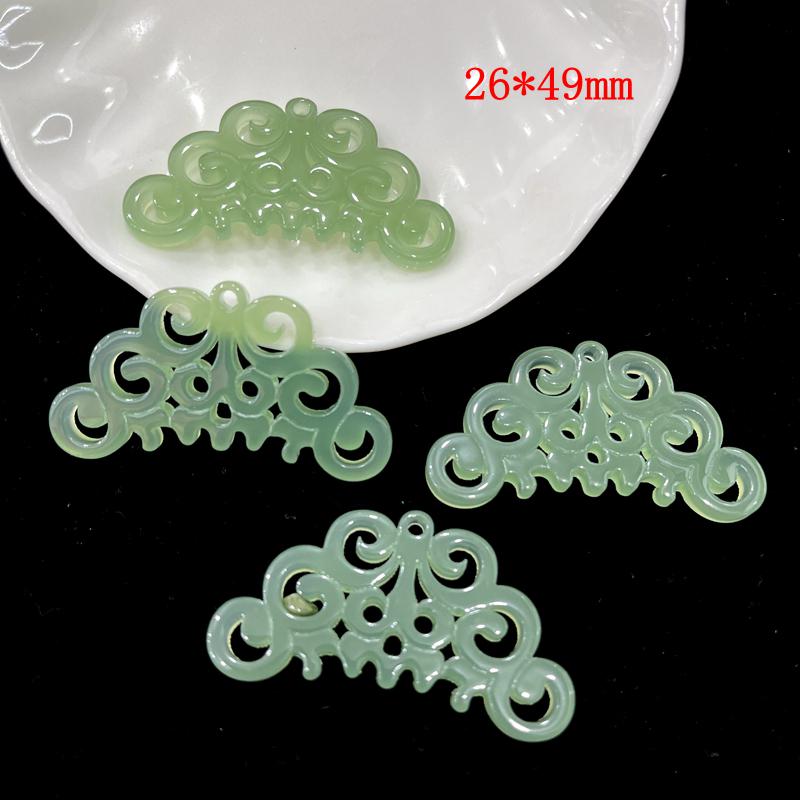 Qin Han Style Phoenix Pattern Imitation Jade Pendant - High Quality Hollow Plastic Material for DIY Headdress