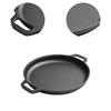 Barbecue Grill Accessory Portable Round with Two Handle Cookware Frying Pan for Kitchen Indoor