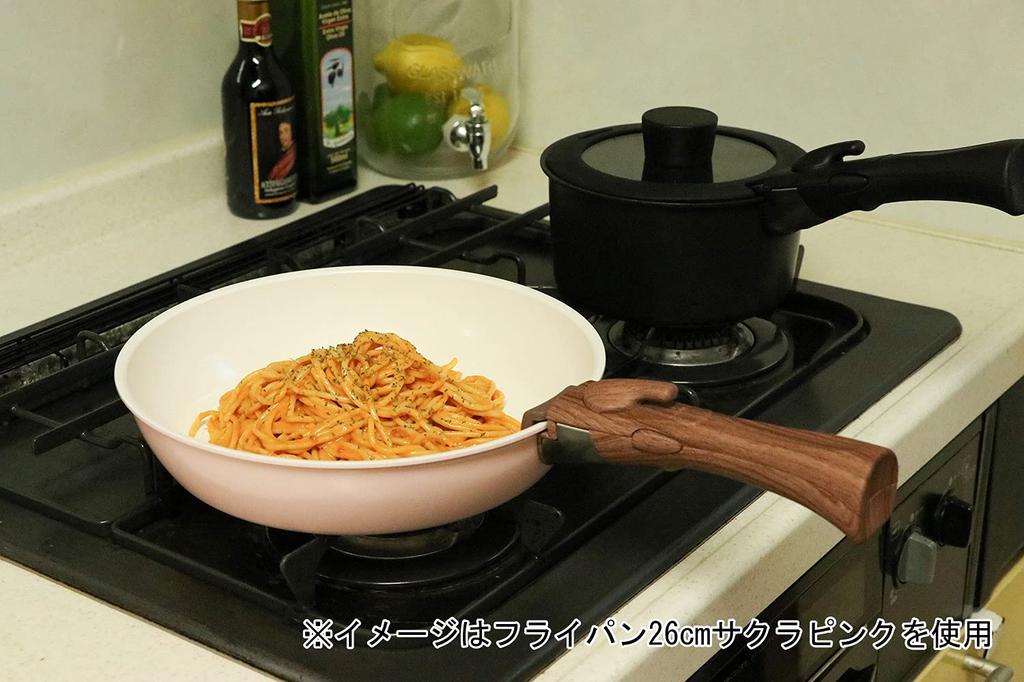 Bestco Cerati Ceramic Frying Pan with Detachable Sakura One-Handle Handle, Pink, ND-8359