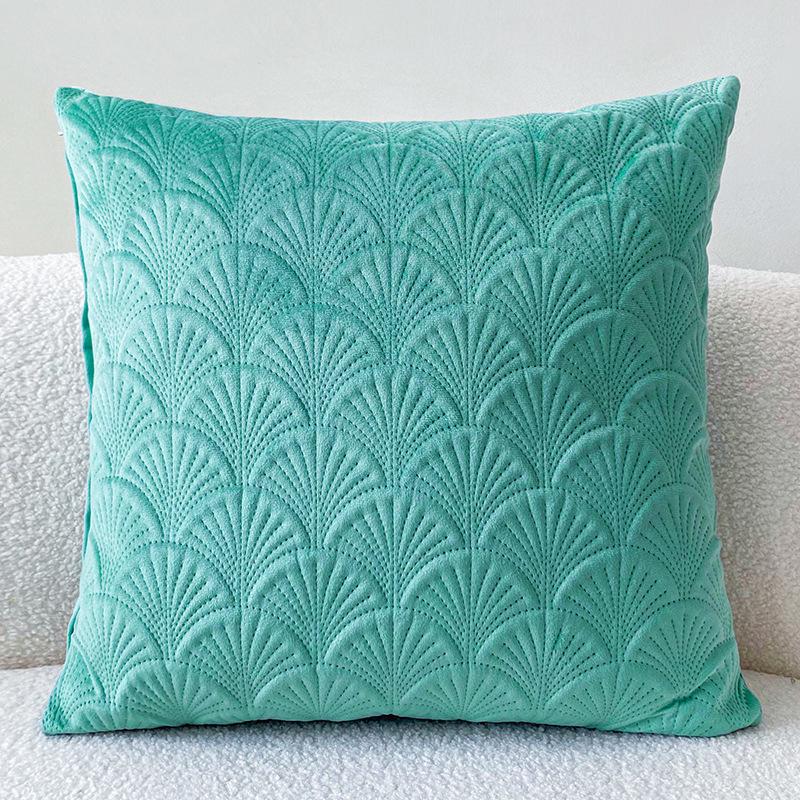 Quality Velvet Scallop Design Embossed Cushion Cover 45x45cm Minimalist Solid Color Sofa Decorative Pillowcase Comfortable Feel