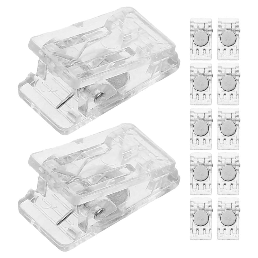 TEHAUX Magnetic Super Strong Stylish Clips for Name and more Perfect for and Home Use Clips, 12pcs, Magnets, Transparent, Whiteboards, Tags, Photos,