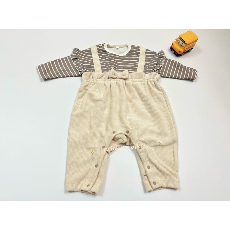 

Japanese-Style Infant Two-Piece Striped Long-Sleeve Corduroy Romper Jumpsuit, Not Seven Days Return Policy Beige 70