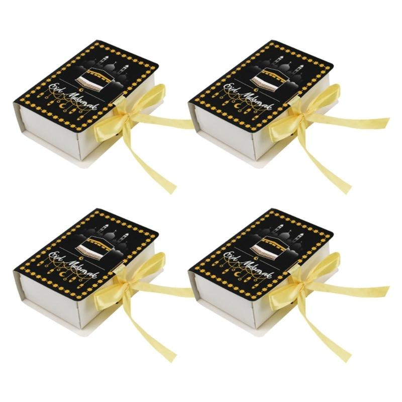 50Pieces Book Shape Eid Candy Boxes 5x3.5x1.5Inch Party Treat Boxes Candy Cookie Bags For Candies And Cookie Packaging