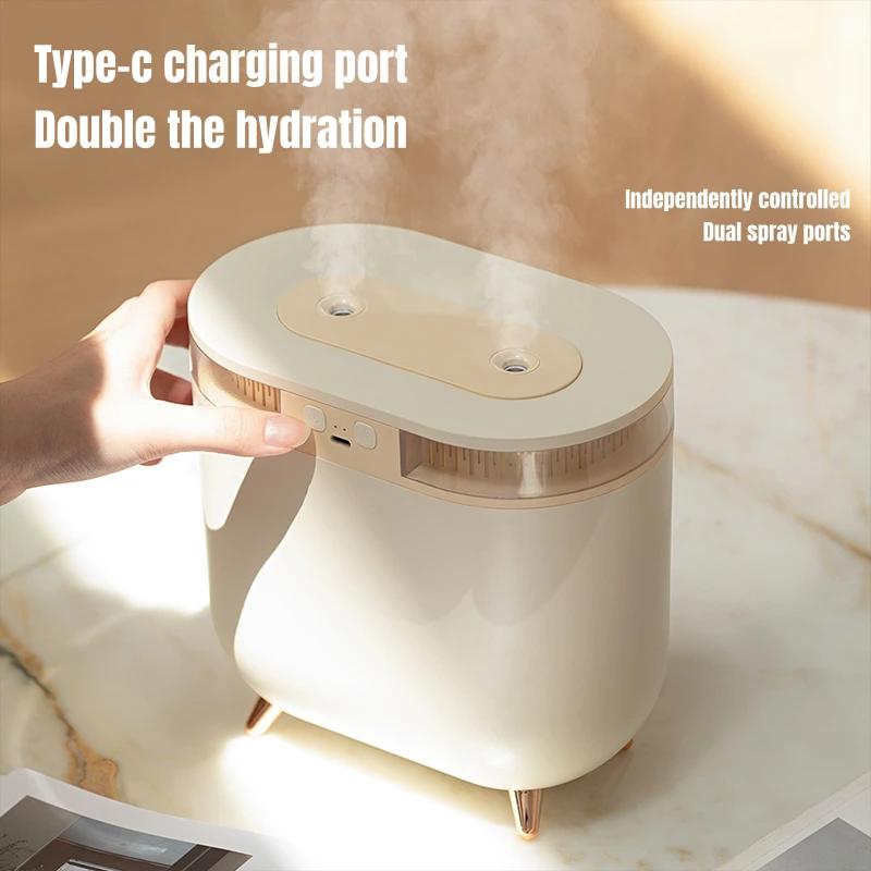 Cute 2025 2025 For Dual Nozzle Room Desktop Fragrance Air Humidifier USB Charging 3600mAh Battery Operated Wireless Diffuser