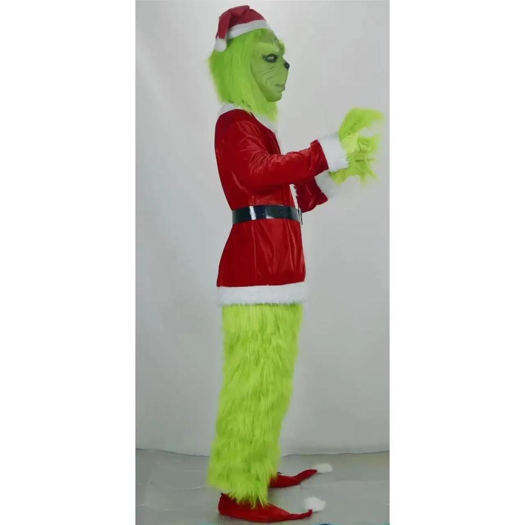 Nouveau Costume de Noël Cosplay Vêtements Déguisement Père Noël Monstre Bizarre aux Cheveux Verts Grinch Costume de Performance de Fête