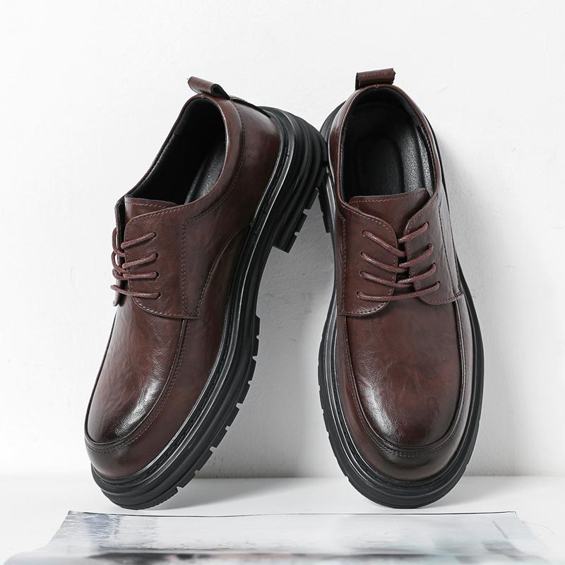 High- Quality Men's Retro Business Shoe New Style Thick-Soled Lace -Up Casual Shoe Comfortable Soft-Soled Anti-Slip Office Shoes