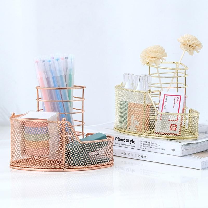 Multi-purpose Mesh Metal Pen Holder Decorative Pen Holder Stylish Makeups Display Holder for Ideal for Dresser Counterto