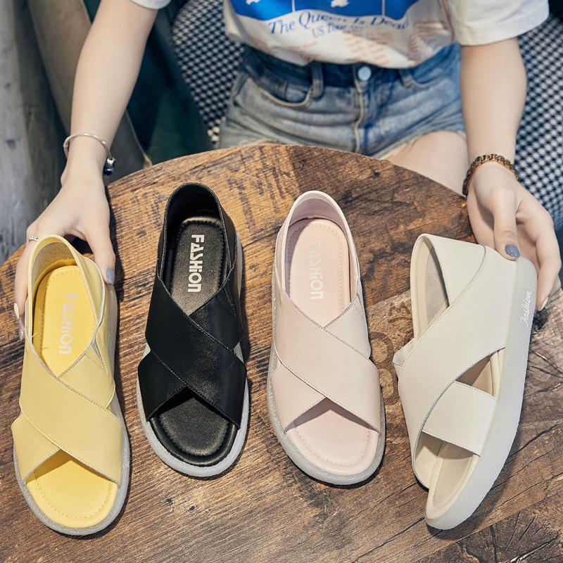 Inner Height-increasing Sandals Female Fashion New Summer Fairy Wind Jelly Bottom Two Wear Soft Bottom Soft Surface Cool Slippers Outside