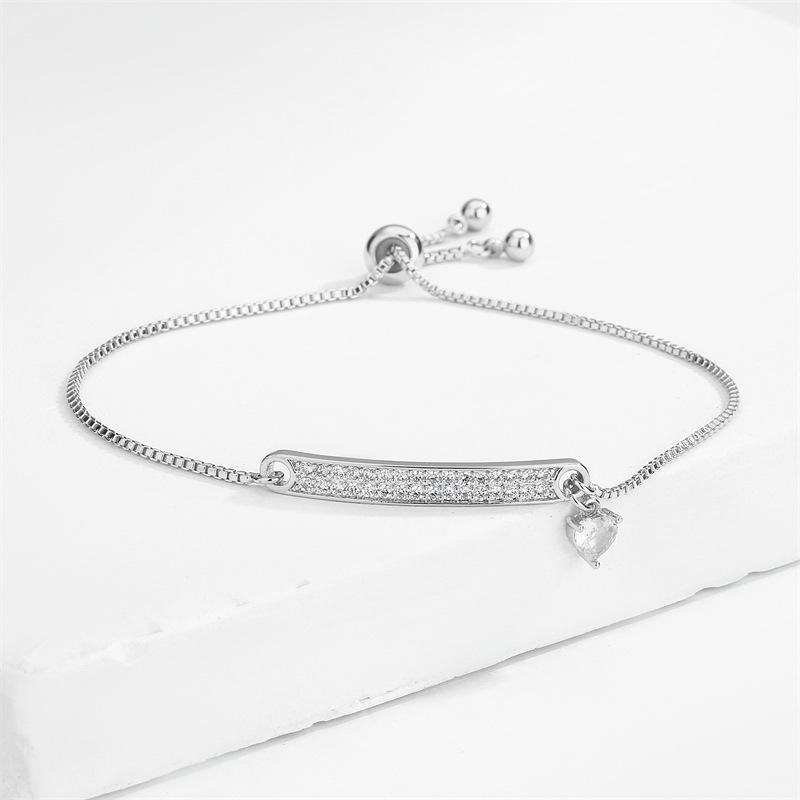 Summer High-end Exquisite Double-row Heart Pendant Bracelet with Micro-inlaid Cubic Zirconia for Women