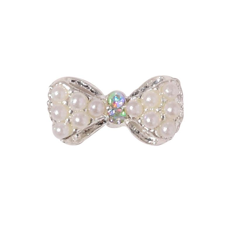 Japanese Style Rhinestone and Pearl Bow Nail Art Accessories