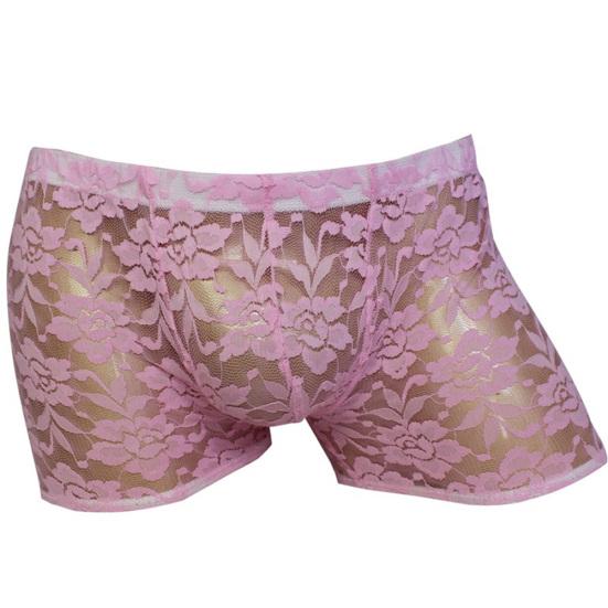 Pánské duté krajkové síťované průhledné boxerky Sexy prodyšné spodní prádlo kalhotky