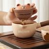 Creative Bear Ceramic Tea Set 1 Pot 4 Cups Portable Kung Fu Tea Set Traveling Lazy Side Handle Pot Quick Cup Bubble Tea Tray