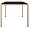 Garden Table with Glass Top Beige Poly Rattan & Tempered Glass
