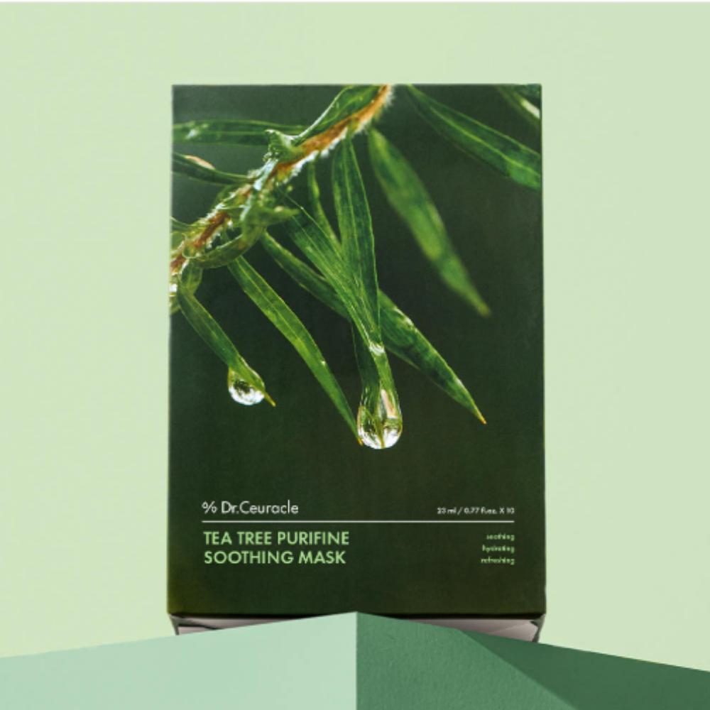 Dr. Ceuracle Tea Tree Purifine Soothing Mask 10 Sheets Immediate Calming & Acne Care with Tea Tree Extract
