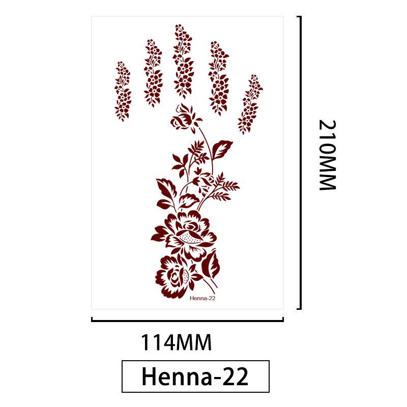 Lace Brown Waterproof Henna Flower Tattoo Stickers for Hands