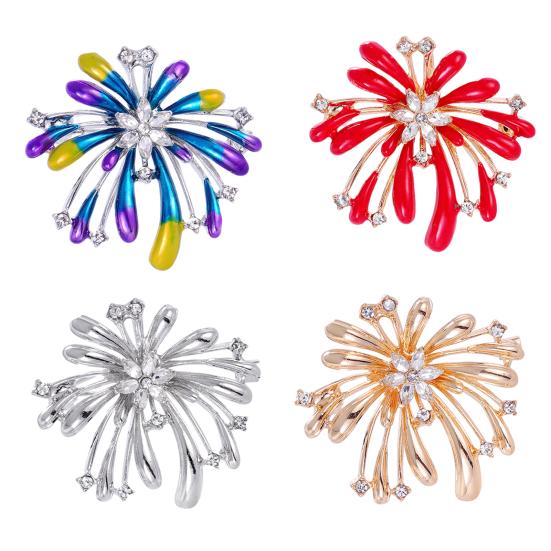 Sparkling Rhinestone Brooch Radial Design Flower Lapel Pin Elegant Brooch Pin Outfit Accessory for Women Dresses Coats Shirts