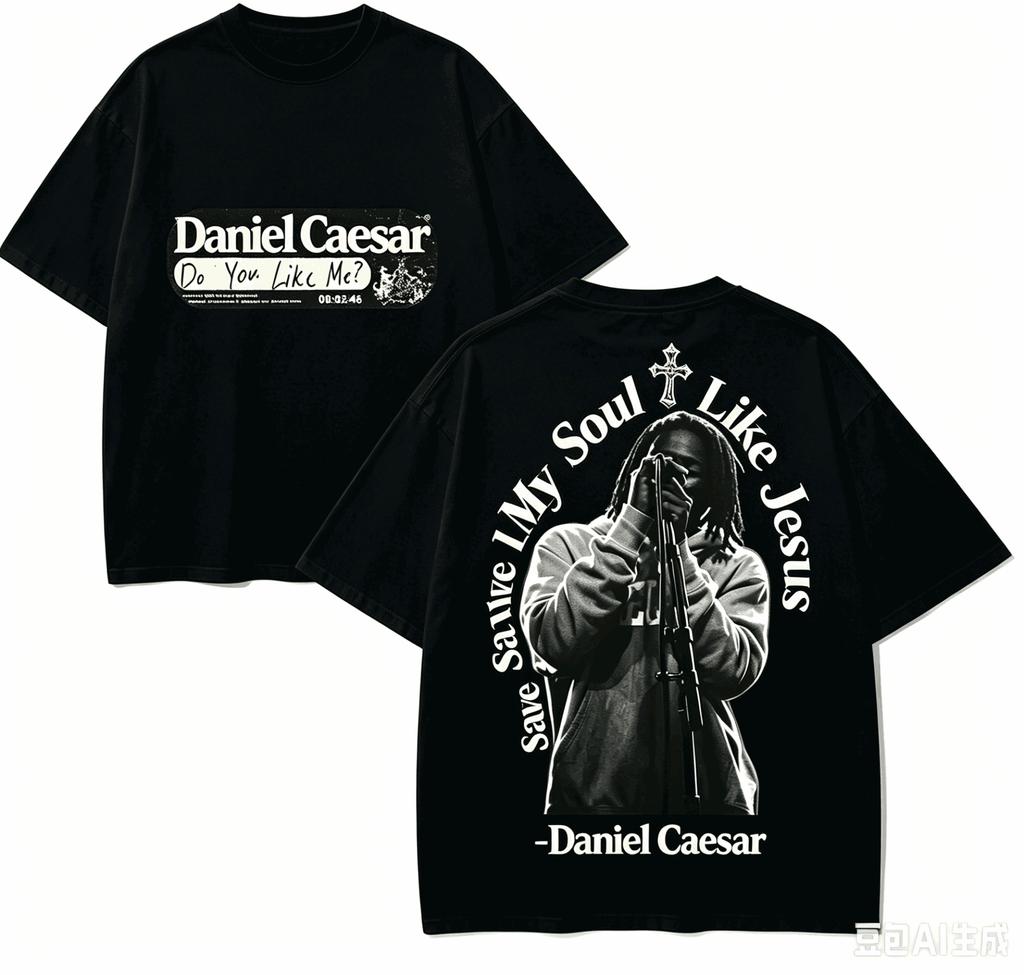 Daniel Caesar Tričko pro fanoušky Unisex Unisex Harajuku Oversized Unisex Krátký rukáv Streetwear Vysoká kvalita Pár Komfortní