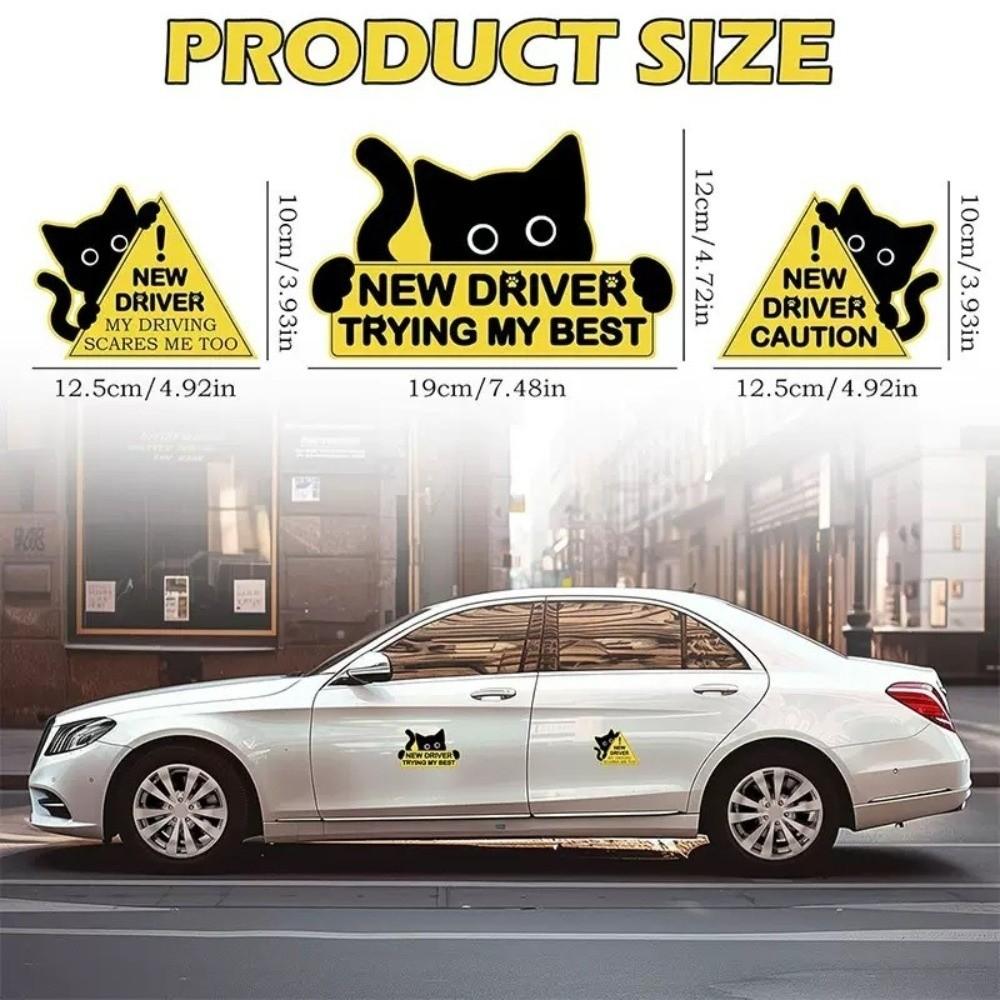 1 Set Self-Adhesive Car Sticker Reflective New Driver Sign Funny Car Decal Beginner Drivers