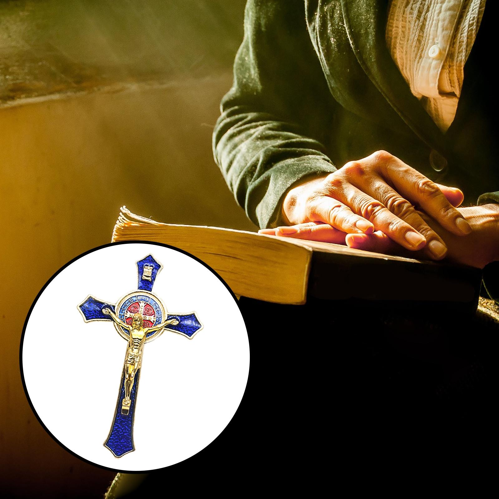 

Metal Wall Crucifix Cross 3D Craft Decor for Bedroom Ornaments Xmas Gifts синий