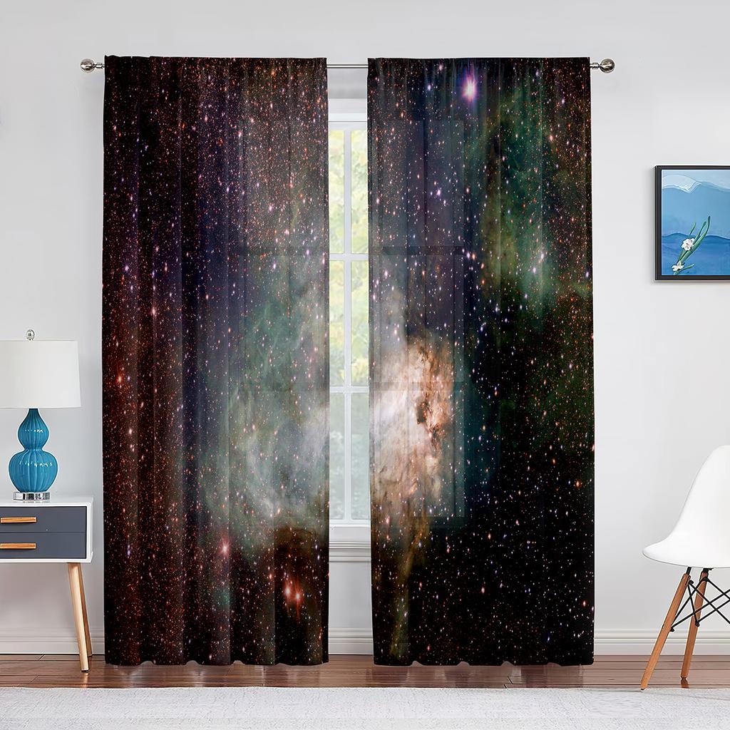 Perdea Voal Transparentă Galaxy Spațiul Cosmic Exterior pentru Living Dormitor Bucătărie Univers Stele Șifon Tul Tratament Fereastră Decorațiuni