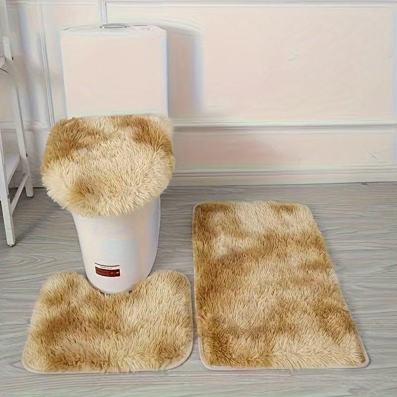 

Набор ковриков для ванной из шелка и шерсти с принтом тай-дай: Грязеотталкивающий, Нескользящий, Впитывающий, Плюшевый Набор из 3 Ковриков для Туалета. 40*60cm хаки