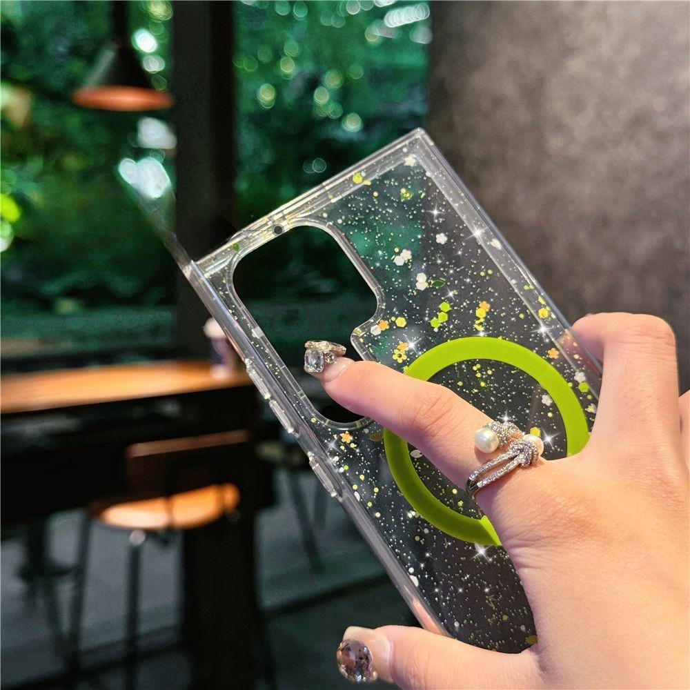 Suitable for Samsung S25ultra Mobile Phone Case High End S25edge Laser Flower S24 Flash Powder Transparent Shell Anti Fall