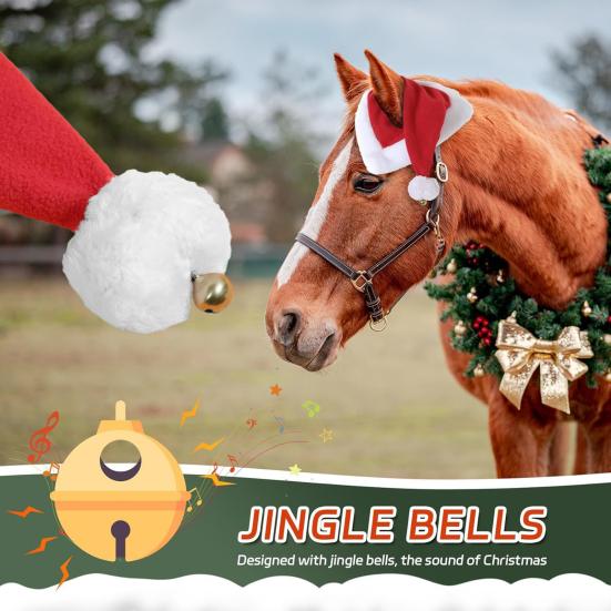 Yousheng Christmas Horse Hat Universal Winter Thick Warm Red Velvet Santa Hat Xmas Horse Decoration Costume Accessories Party Supplies