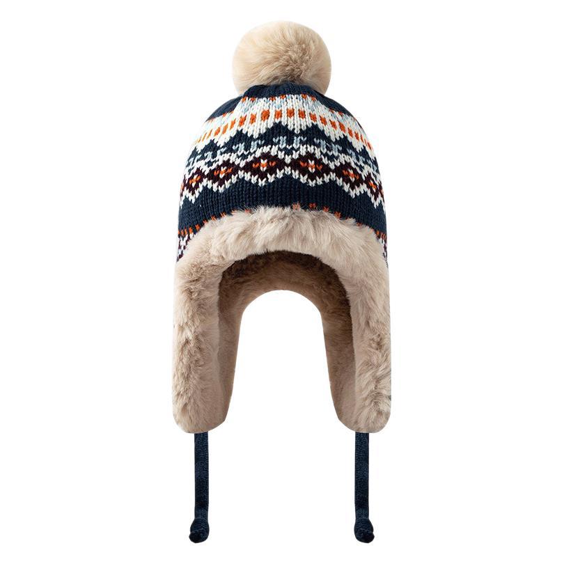 Chapeau d'hiver péruvien pour femme, bonnet couvrant les oreilles avec cache-oreilles, doublure Sherpa, bonnet de ski/neige en tricot doublé polaire