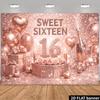 2D Rose Gold Sweet Sixteen Backdrop 16th Birthday Party Background