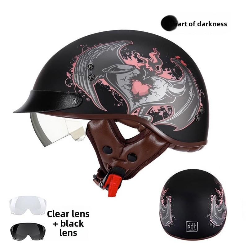 Motorcycle Helmet Retro Half Helmet Unisex Four Seasons Cycling Safety Helmet Cool