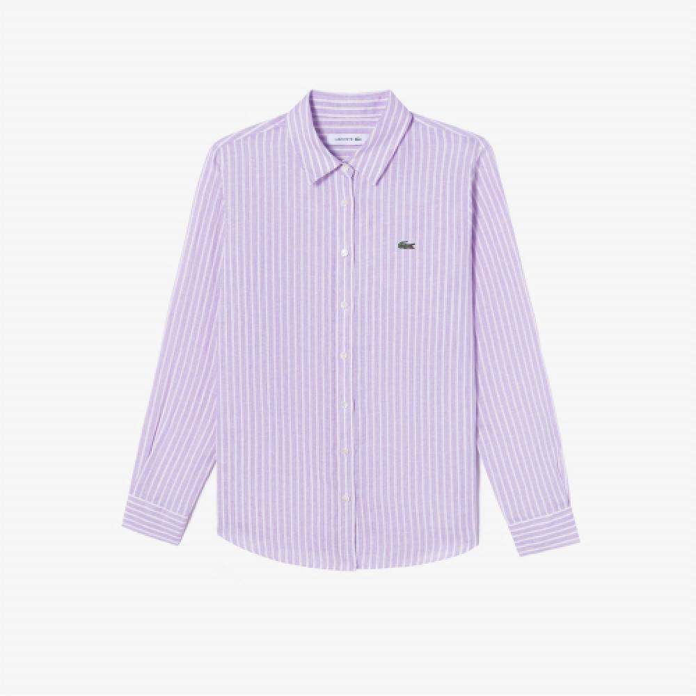 

LACOSTE Женская льняная рубашка в полоску [фиолетовый]