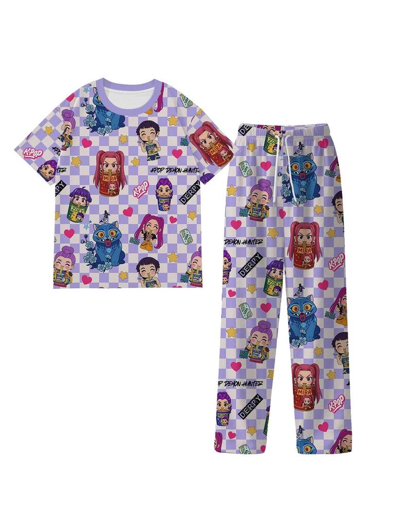 K-pop Demon Hunter Girl Pajama Set - Milk Silk, Unisex