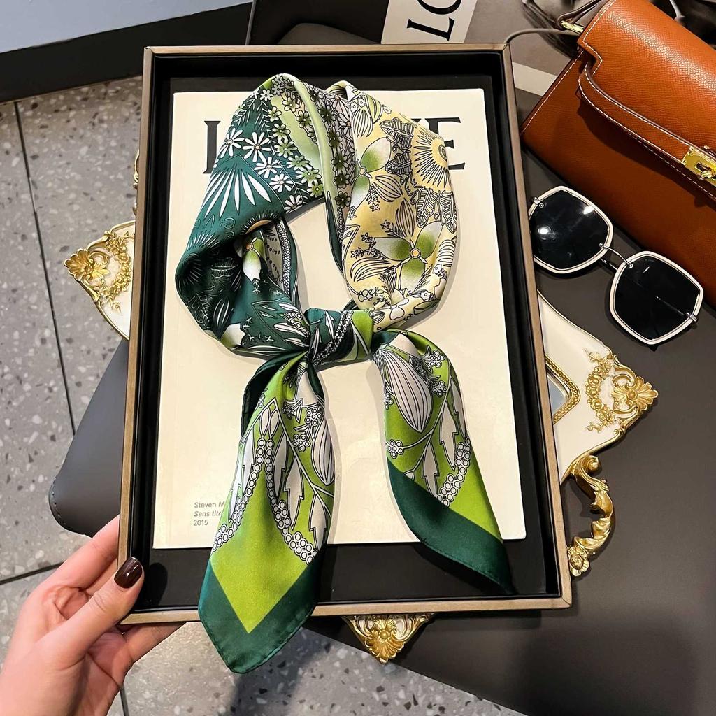 New Blue Silk Scarf Premium Women's Neck Scarf Spring and Autumn Retro Scarf Strap Bag