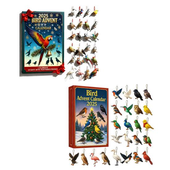 Bird Advent Calendar 2025 24 Days Christmas Countdown Calendar with Acrylic 2D Bird Hanging Decoration Holiday Gifts for Kids Bird Lovers