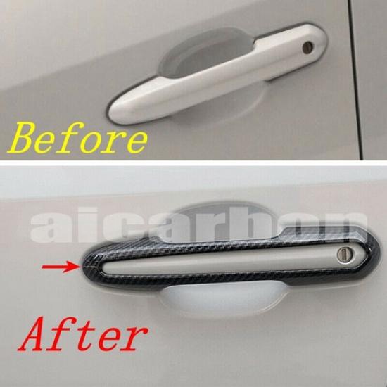 Carbon Fiber ABS Car Side Door Handle Cover Trim For Toyota Highlander -2025