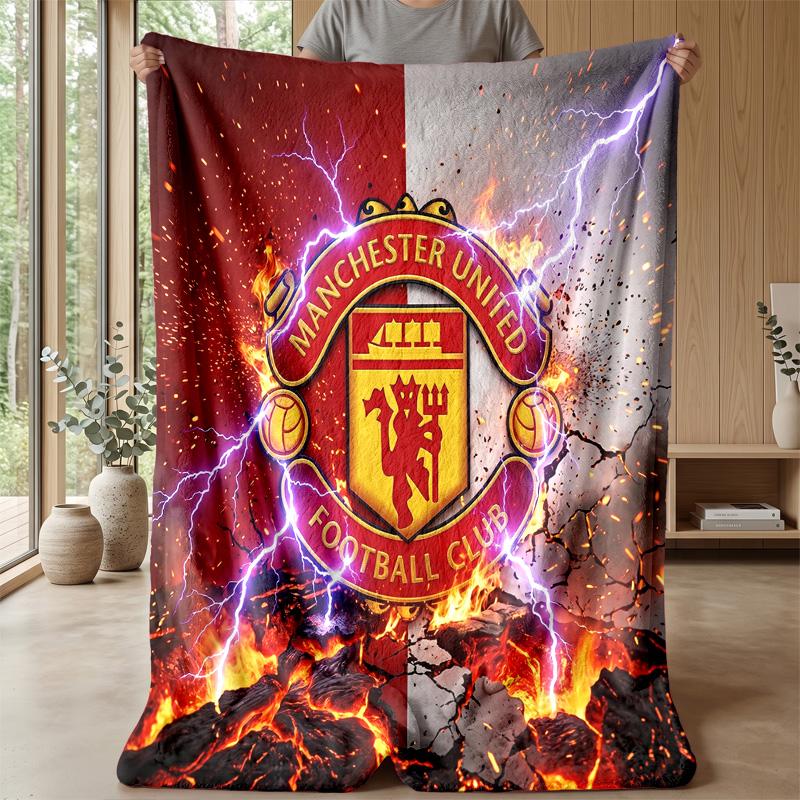 Manchester United Theme Blanket Soft Flannel Blanket Plush Throw Blanket Cozy Sofa Bed Blanket for Home Decor