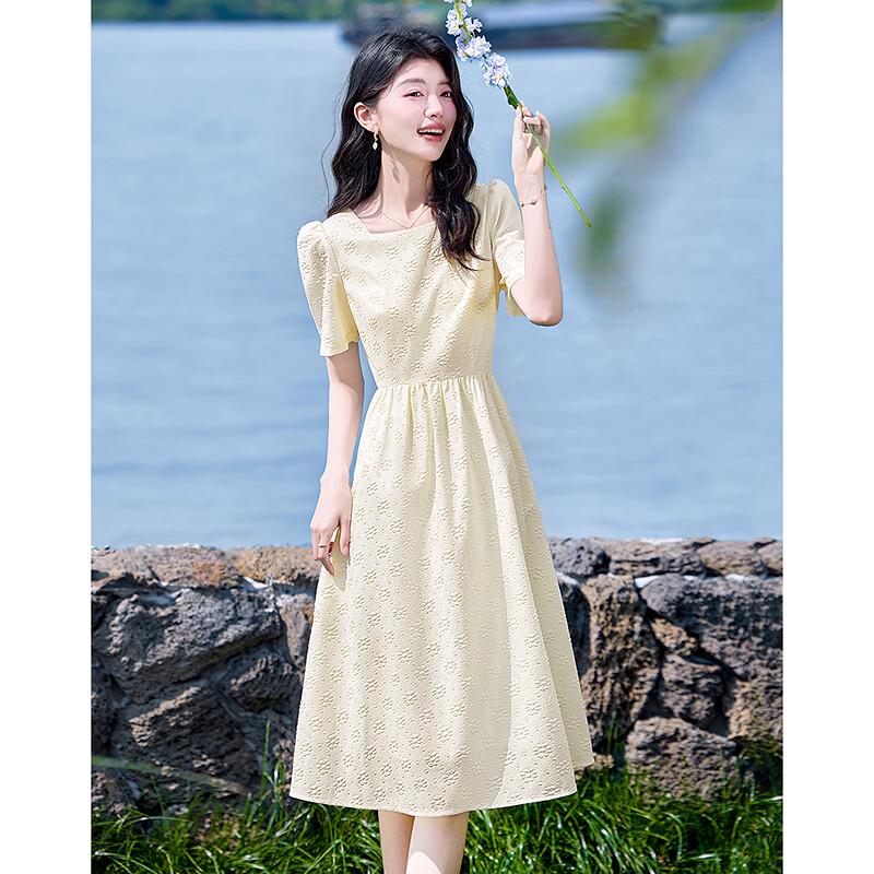 2026 Summer Chic Textured Print A-Line Dress L